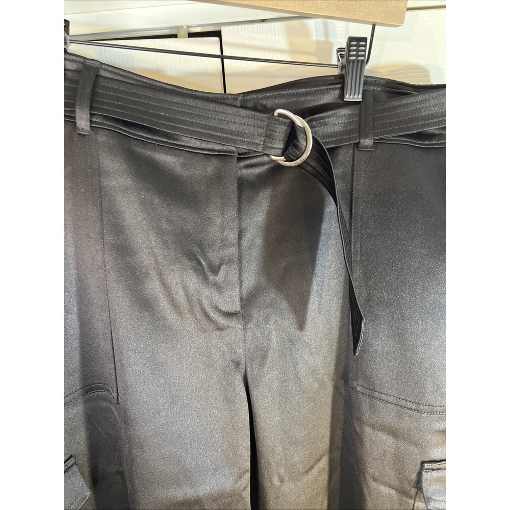 CHICO'S Black Cinch‎ Belted Cargo Pants Size 2 EUC - Picture 4 of 11